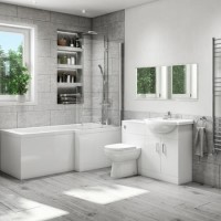 1700mm L Shaped Bath Suite with Toilet & Basin Combination Unit - Right Hand - Classic 1700mm L Shaped Bath Suite with Toilet & Basin Combination Unit - Right Hand - Classic