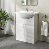 650mm White Freestanding Vanity Unit with Basin - Classic