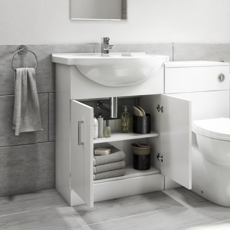 650mm White Freestanding Vanity Unit with Basin - Classic
