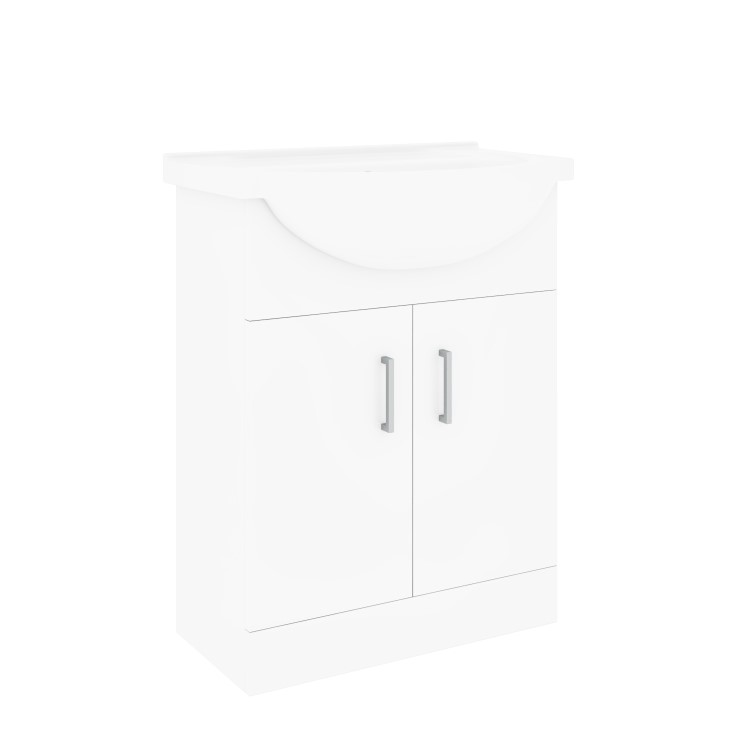 650mm White Freestanding Vanity Unit with Basin - Classic