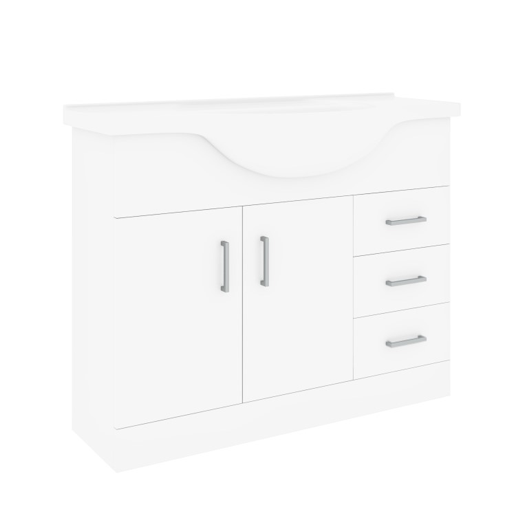1075mm White Freestanding Vanity Unit with Basin - Classic