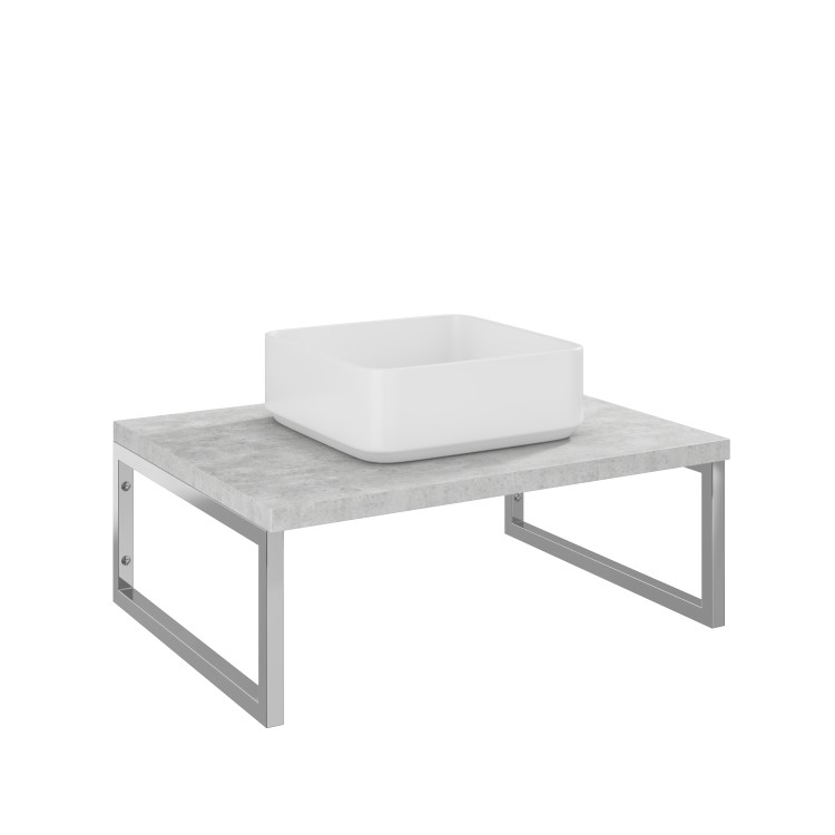 600mm Concrete Effect Countertop Basin Shelf with Square Basin - Lund