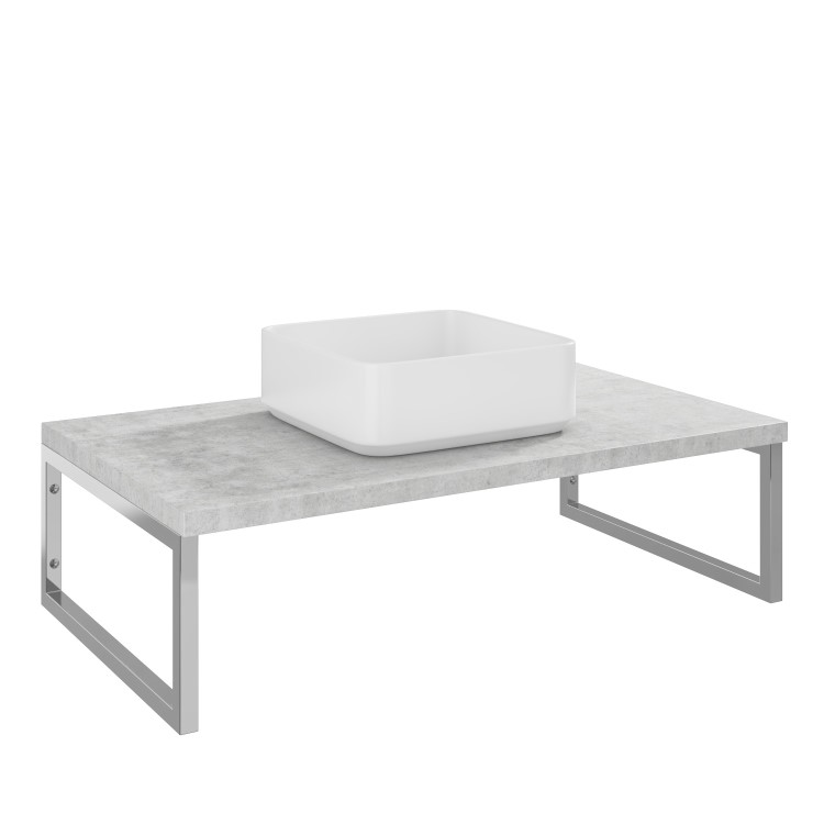 800mm Concrete Effect Countertop Basin Shelf with Square Basin - Lund