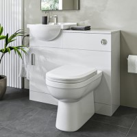 950mm White Toilet and Sink Unit with Round Toilet - Classic 950mm White Toilet and Sink Unit with Round Toilet - Classic