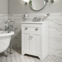 Box Opened Baxenden 600mm Matt White Floorstanding Vanity Unit