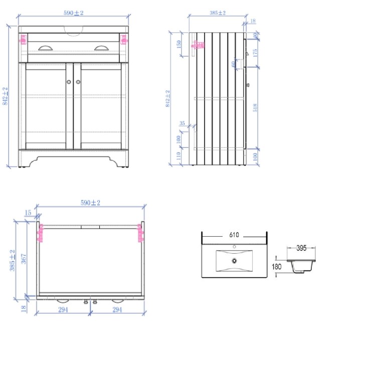 Box Opened Baxenden 600mm Matt White Floorstanding Vanity Unit