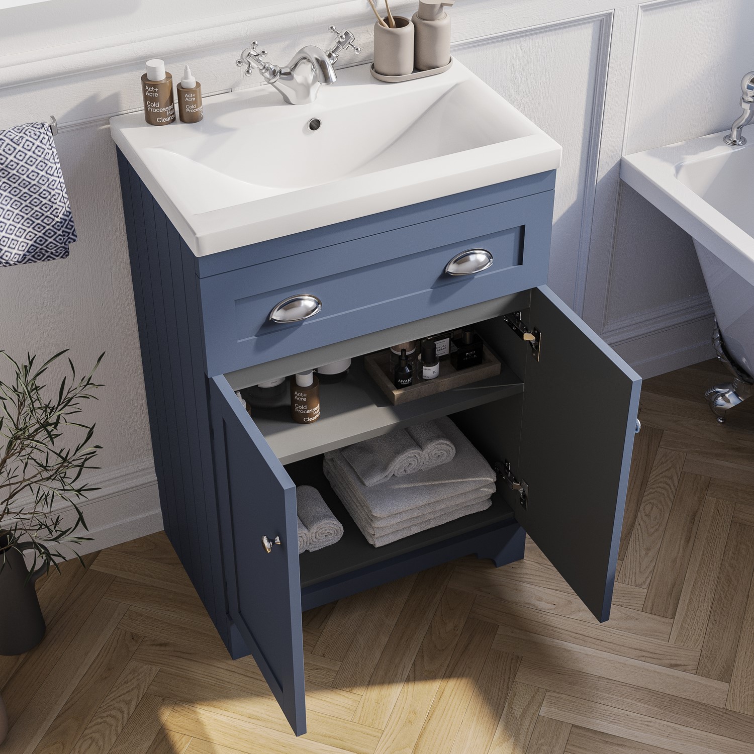 600mm Blue Freestanding Vanity Unit With Basin Baxenden Appliances Direct 600mm Blue Freestanding Vanity Unit With Basin Baxenden Appliances Direct