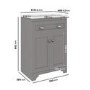600mm Grey Freestanding Vanity Unit with Basin - Baxenden