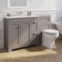 1400mm Grey Toilet and Sink Unit with Traditional Toilet - Baxenden 1400mm Grey Toilet and Sink Unit with Traditional Toilet - Baxenden