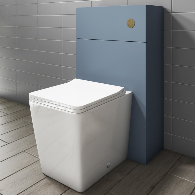 Sion Matt Blue 500mm WC Unit with Voss Back to Wall Toilet and Concealed Cistern