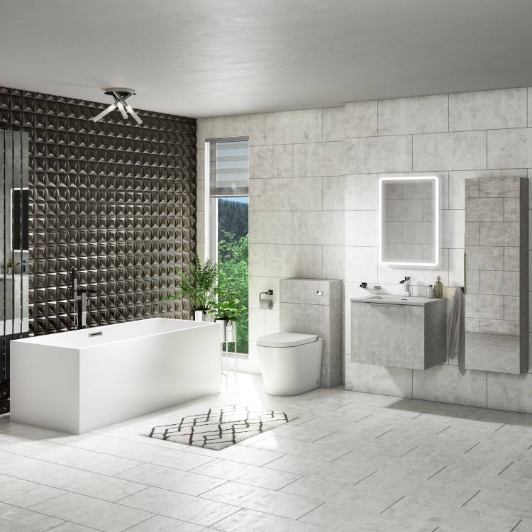 500mm Concrete Effect WC Toilet Unit - Sion