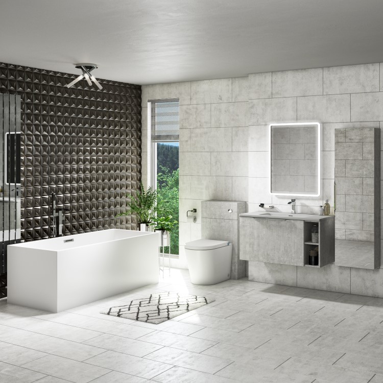 500mm Concrete Effect WC Toilet Unit - Sion
