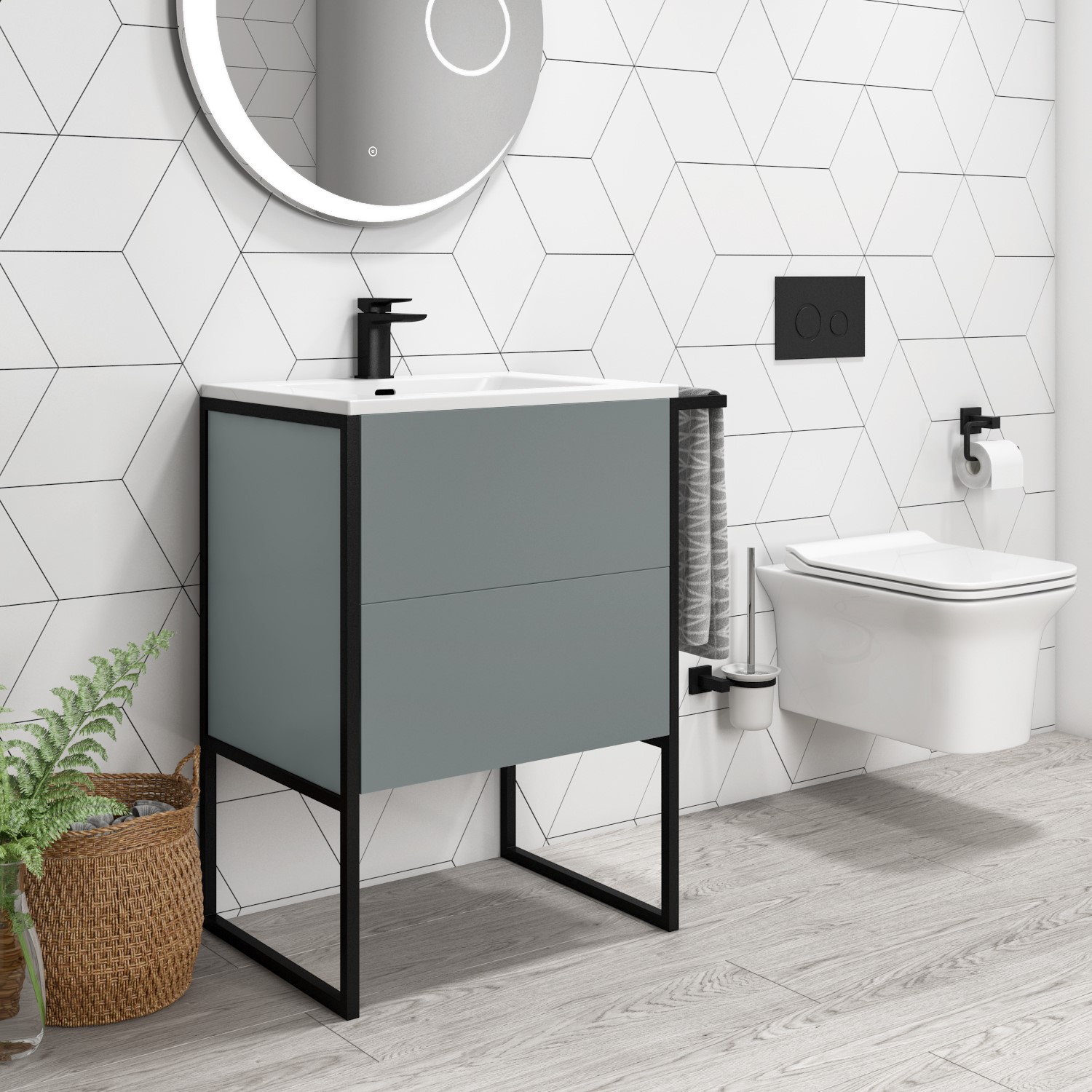 700mm Grey Freestanding Vanity Unit with Basin - Nero