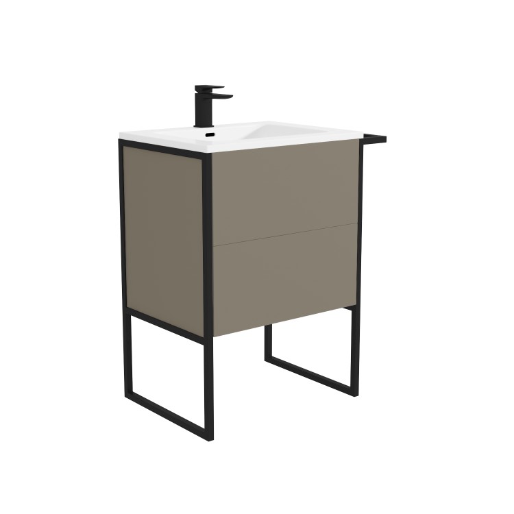 700mm Brown Freestanding Vanity Unit with Basin - Nero