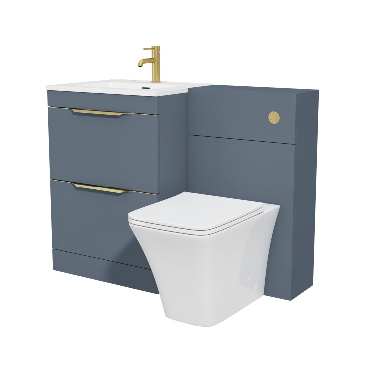 1100mm Blue Toilet and Sink Unit with Square Toilet- Sion