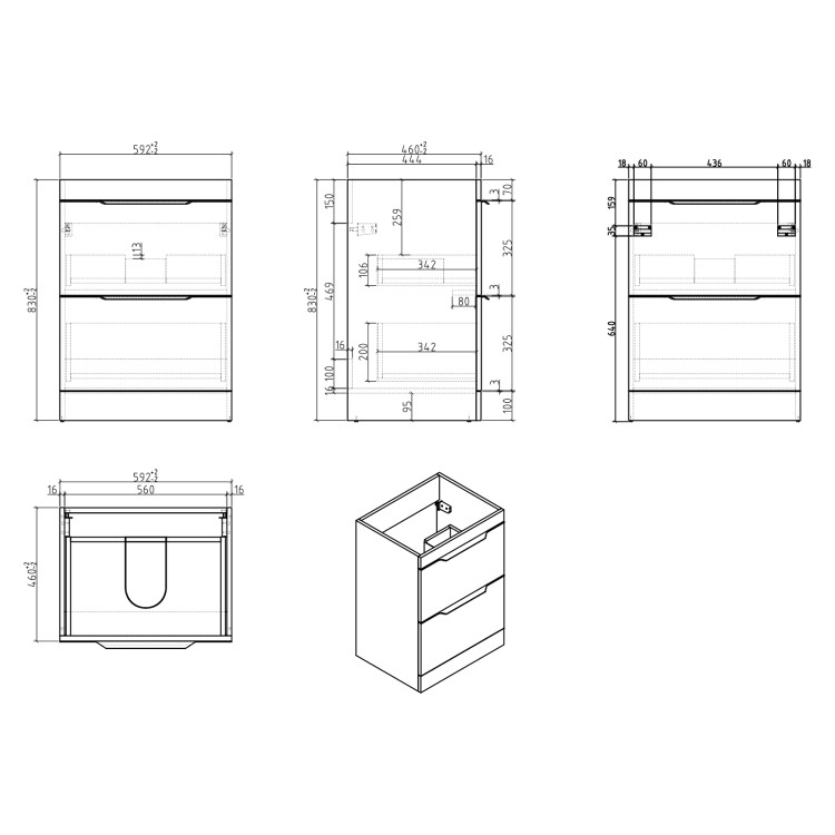 1100mm Blue Toilet and Sink Unit with Square Toilet- Sion