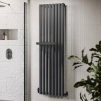 Anthracite Vertical Single Panel Radiator with Towel Bar 1600 x 480mm - Margo Anthracite Vertical Single Panel Radiator with Towel Bar 1600 x 480mm - Margo
