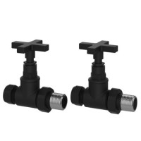 Black Cross Head Traditional Straight Radiator Valves