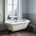 BUN/BeBa_25394/76762 Freestanding Double Ended Roll Top Bath with Black Feet 1515 x 740mm - Park Royal