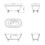 Grade A1 - Freestanding Double Ended Roll Top Bath with Chrome Feet 1515 x 740mm - Park Royal