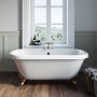 Freestanding Double Ended Roll Top Bath with Brushed Brass Feet 1515 x 740mm - Park Royal