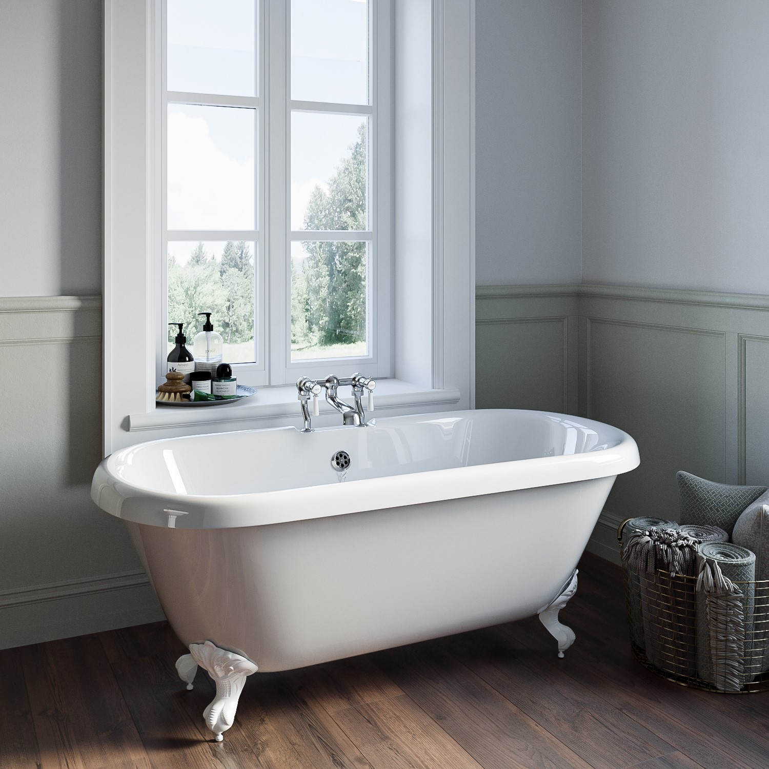 Park Royal Freestanding Double Ended Roll Top Bath With  Feet 1515 X 740Mm BUN/BeBa_25394/77863