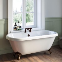 Freestanding Double Ended Roll Top Bath with Bronze Feet 1515 x 740mm - Park Royal