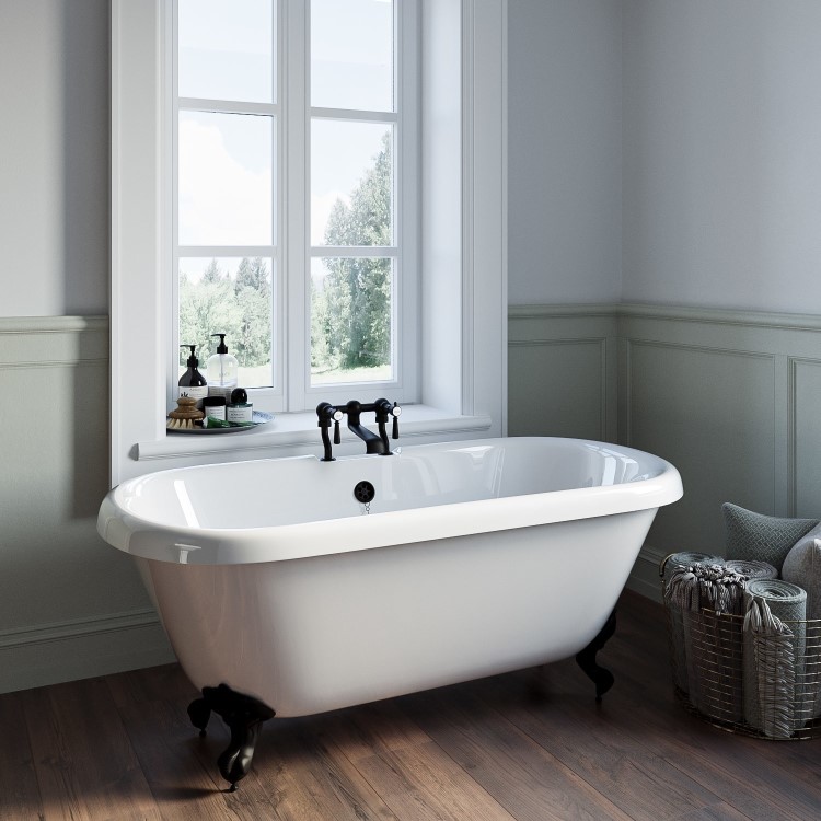 Traditional Black Freestanding Bath Suite with Toilet & Basin - Park Royal