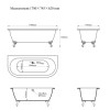 Freestanding Double Ended Back to Wall Bath with Black Feet - 1700 x 745mm - Park Royal