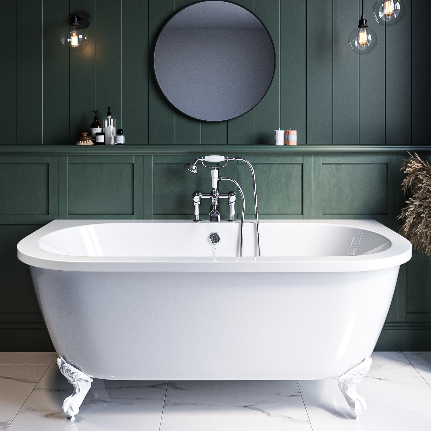 Park Royal Freestanding Double Ended Back To Wall Bath With  Feet 1700 X 620Mm BUN/BeBa_25408/77869