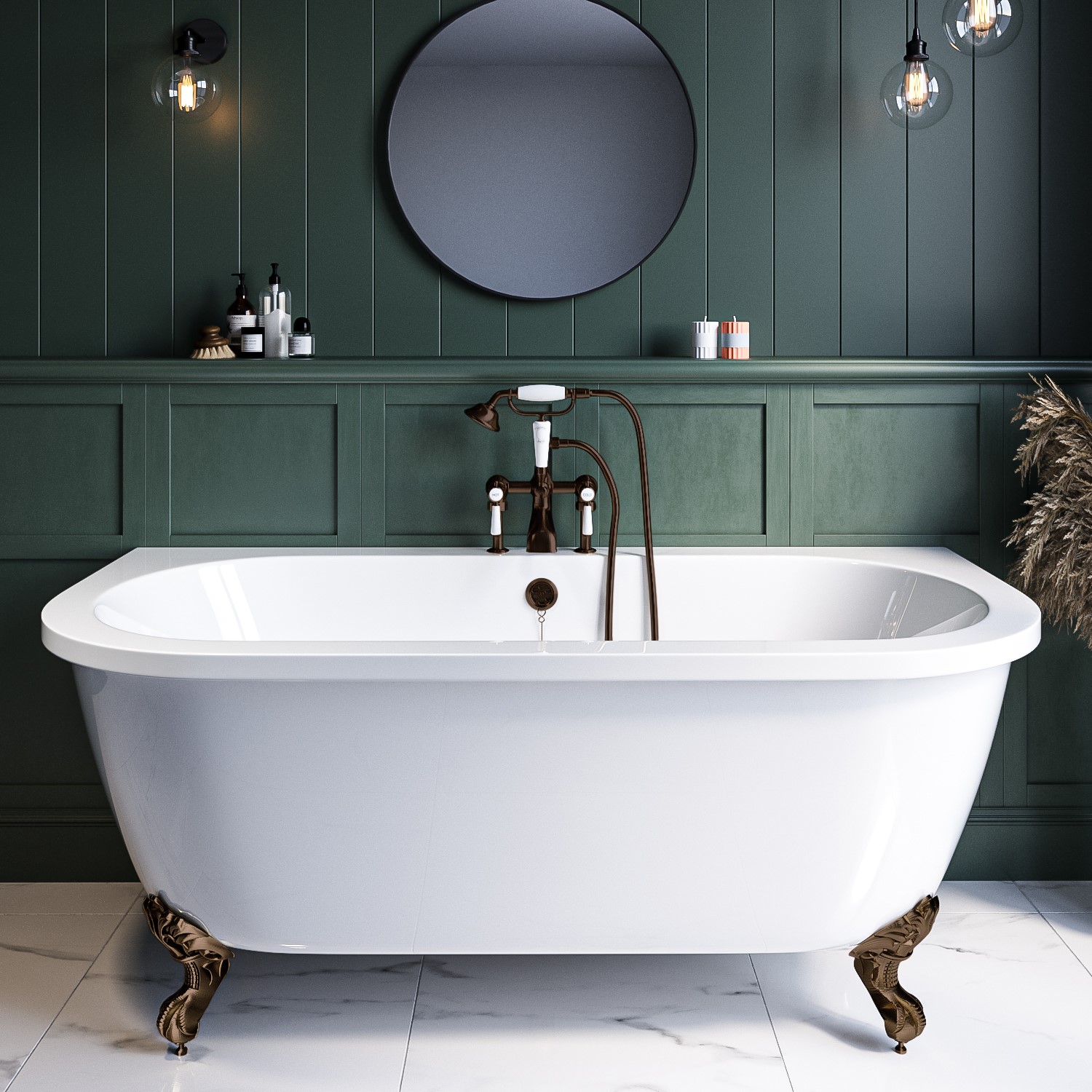 Freestanding Double Ended Back to Wall Bath Feet 1700 x 745mm