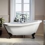 Freestanding Single Ended Roll Top Slipper Bath with Black Feet 1555 x 725mm - Park Royal