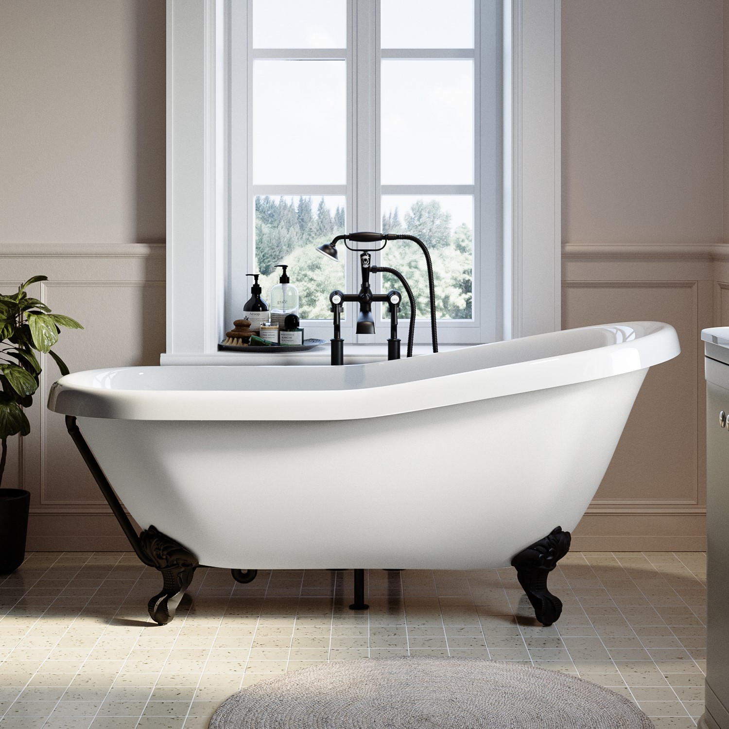 Freestanding Single Ended Roll Top Slipper Bath Feet 1555 x 725mm