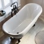 Freestanding Single Ended Roll Top Slipper Bath with Black Feet 1555 x 725mm - Park Royal