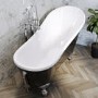 Grade A2 - Freestanding Single Ended Roll Top Slipper Bath Black with Chrome Feet 1625 x 695mm - Lunar 