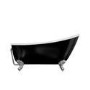 Grade A2 - Freestanding Single Ended Roll Top Slipper Bath Black with Chrome Feet 1625 x 695mm - Lunar 