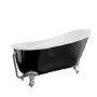 Grade A2 - Freestanding Single Ended Roll Top Slipper Bath Black with Chrome Feet 1625 x 695mm - Lunar 