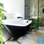Grade A2 - Freestanding Single Ended Roll Top Slipper Bath Black with Chrome Feet 1625 x 695mm - Lunar 