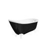 Black Freestanding Single Ended Roll Top Slipper Bath with White Feet 1625 x 695mm - Lunar
