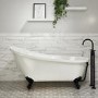 Freestanding Single Ended Roll Top Slipper Bath with Black Feet 1625 x 695mm - Lunar