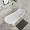 Freestanding Single Ended Roll Top Slipper Bath with White Feet 1625 x 695mm - Lunar