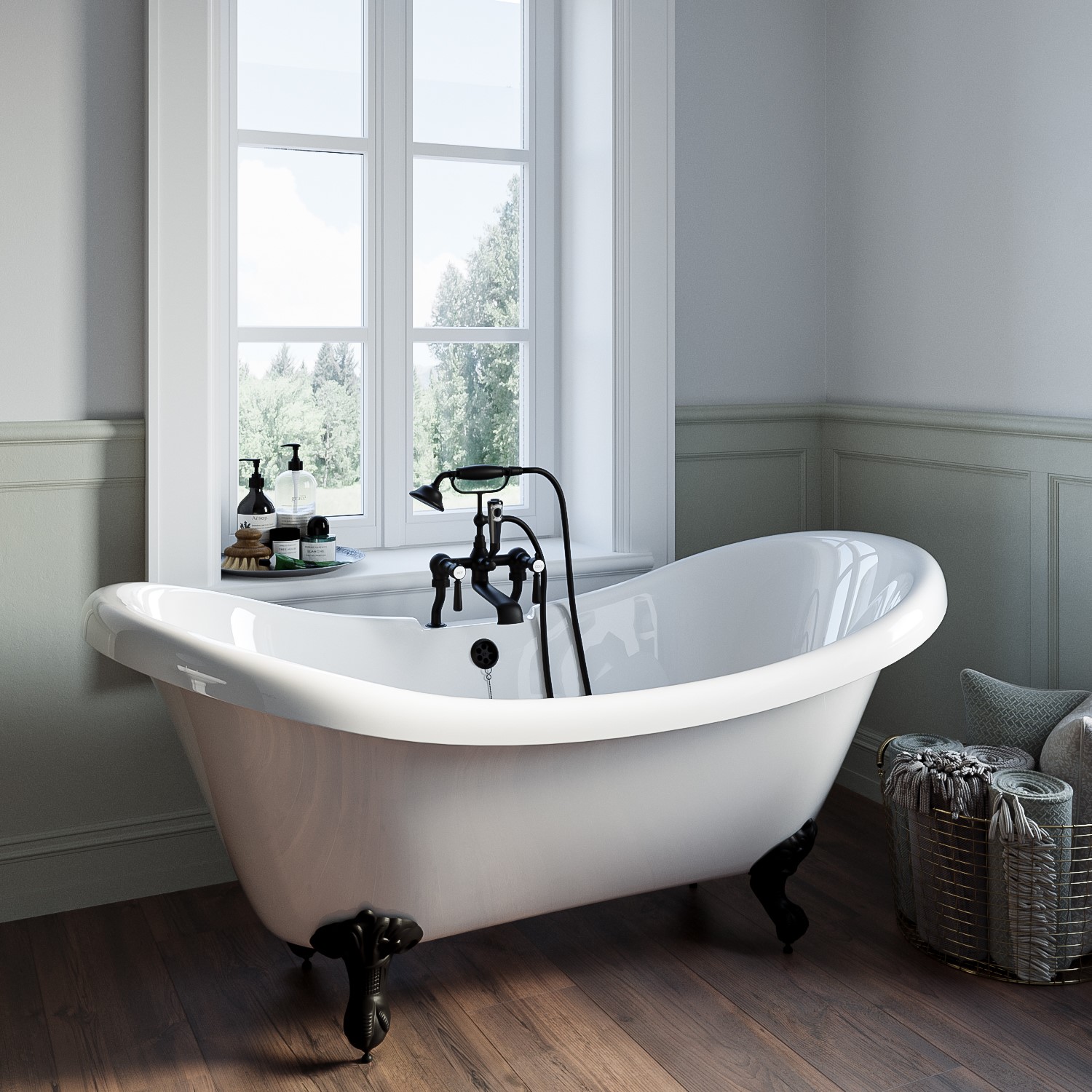 Park Royal Freestanding Double Ended Roll Top Bath With  Feet 1750 X 740Mm BUN/BeBa_25417/76773