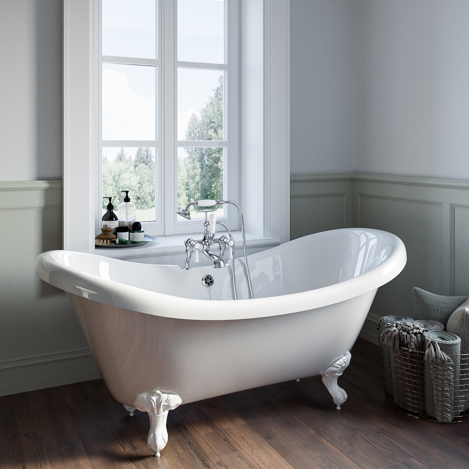 Park Royal Freestanding Double Ended Roll Top Bath With  Feet 1750 X 740Mm BUN/BeBa_25417/77868