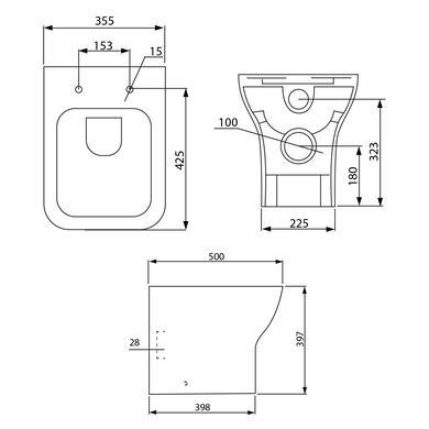 1400mm Grey Toilet and Sink Unit with Square Toilet- Baxenden