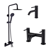 Black Shower Bath and Basin Tap Set - Arissa Black Shower Bath and Basin Tap Set - Arissa