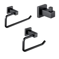 3 Piece Matt Black Bathroom Accessory Set - Arissa