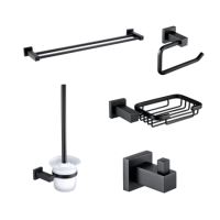 Black 5 Piece Bathroom Accessory Set - Arissa Black 5 Piece Bathroom Accessory Set - Arissa