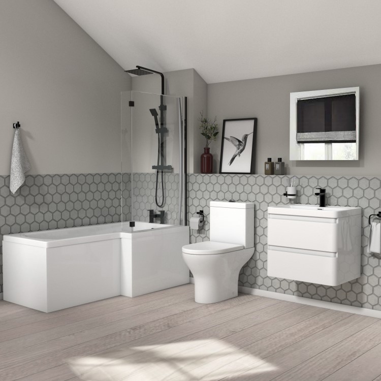 Black 5 Piece Bathroom Accessory Set - Arissa