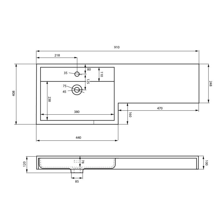 GRADE A1 -  White Basin Vanity Unit and Toilet Unit - Agora