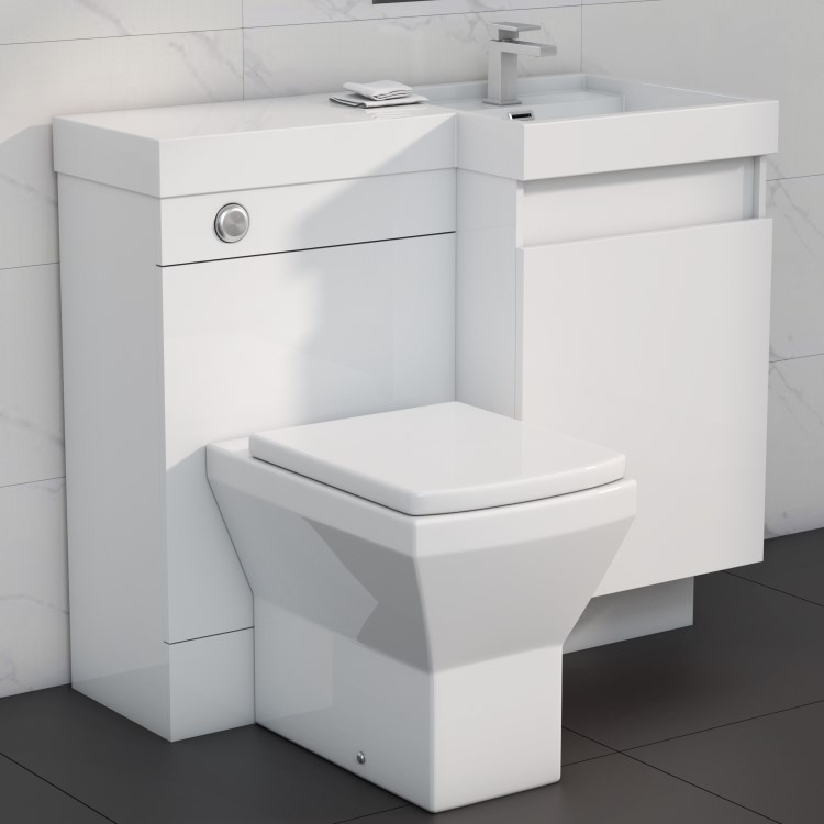 900mm White Toilet and Sink Unit Right Hand with Square Toilet- Agora